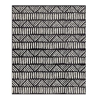 Functional Style Grey White Rug, 4'7" x 6'7"