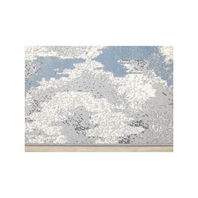 Functional Style Blue White Grey Abstract Rug, 4'7" x 6'7"
