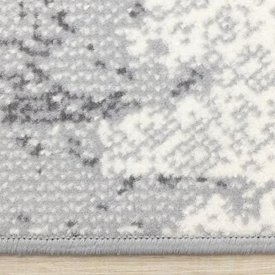 Functional Style Blue White Grey Abstract Rug, 4'7" x 6'7"