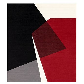 Functional Style Red Black White Geometric Rug