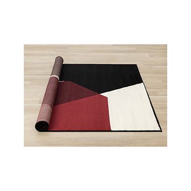 Functional Style Red Black White Geometric Rug
