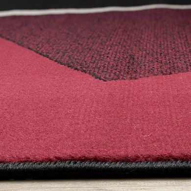 Functional Style Red Black White Geometric Rug