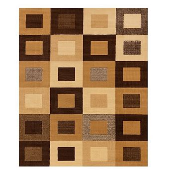 Functional Style Brown Beige Geometric Rug