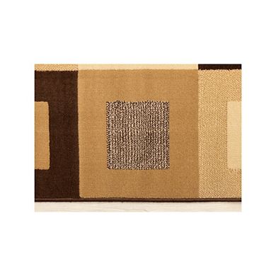Functional Style Brown Beige Geometric Rug