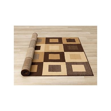 Functional Style Brown Beige Geometric Rug