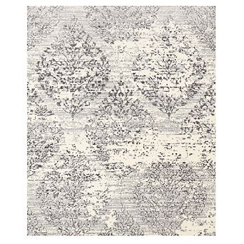 Functional Style Grey White Elegant Shapes Rug, 4'7" x 6'7"