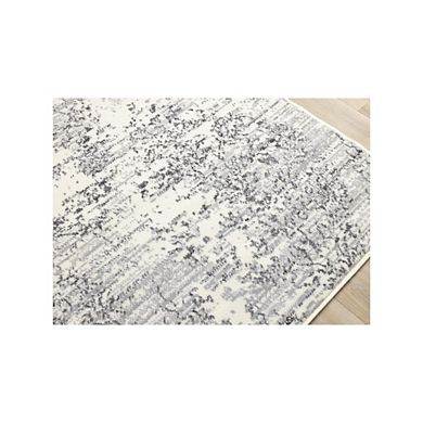 Functional Style Grey White Elegant Shapes Rug, 4'7" x 6'7"