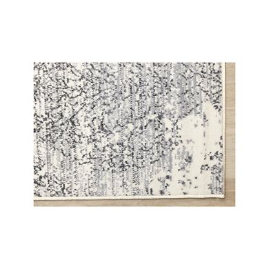 Functional Style Grey White Elegant Shapes Rug, 4'7" x 6'7"