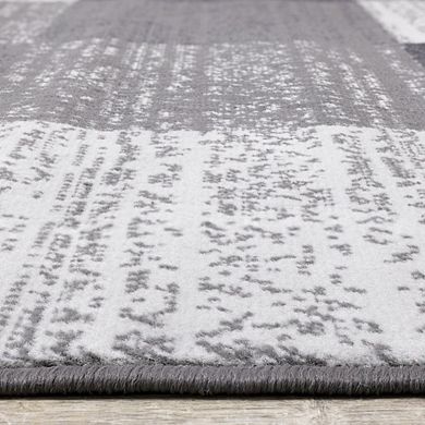 Functional Style Grey Squares Rug, 4'7" x 6'7"