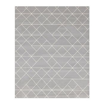 Functional Style Grey White Geometric Rug, 4'7" x 6'7"