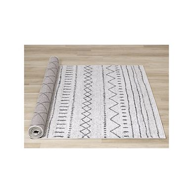 Lumos Grey White Patterned Rug