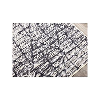 Functional Style Grey Black Faded Diamonds Rug, 4'7" x 6'7"