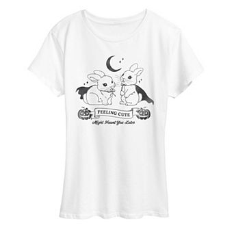 Women's Feeling Cute Might Haunt You Later Halloween Graphic Tee