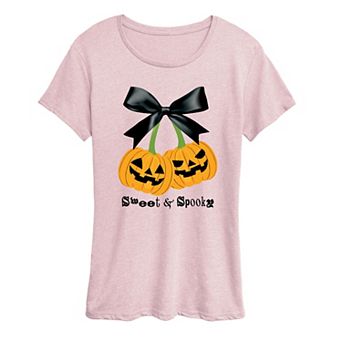 Women's Sweet & Spooky Cherry Pumpkins Halloween Graphic Tee