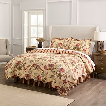 Waverly Charleston Chirp Cotton Quilt, Sham & Bedskirt Set