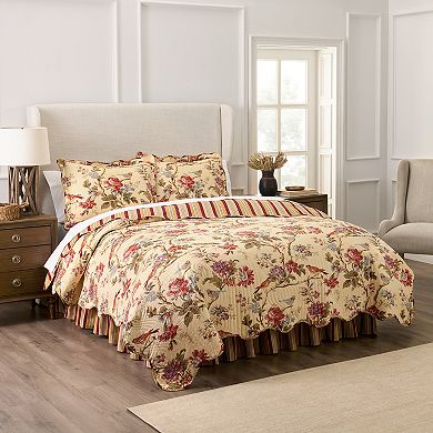 Waverly Charleston Chirp Cotton Quilt, Sham & Bedskirt Set