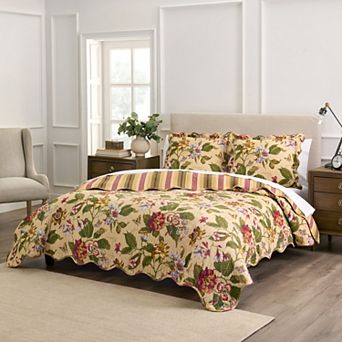 Waverly Laurel Spring 3 pc Cotton Quilt Set with Shams