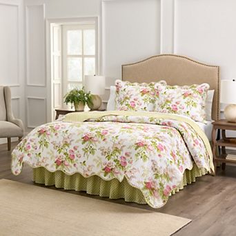 Waverly Emma's Garden 4 pc Cotton Quilt Set with Bed Skirt