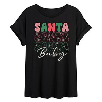 Juniors' Santa Baby Oversized Christmas Graphic Tee