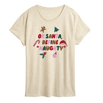 Women's Ok Santa Define "Naughty" Christmas Graphic Tee