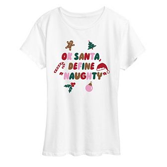 Women's Ok Santa Define "Naughty" Christmas Graphic Tee