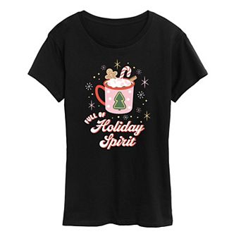 Women's Full Of Holiday Spirit Christmas Graphic Tee