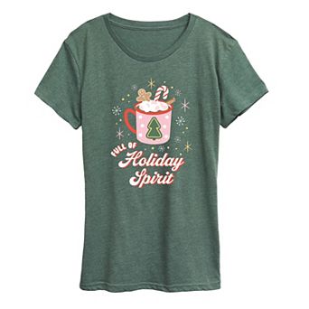 Women's Full Of Holiday Spirit Christmas Graphic Tee