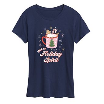 Women's Full Of Holiday Spirit Christmas Graphic Tee