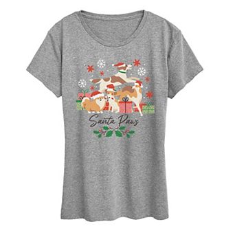 Women's Santa Paws Christmas Graphic Tee
