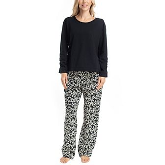 Women's MUK LUKS Long Sleeve Pajama Top & Pajama Open Leg Pants Set
