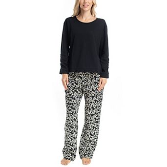 Women's MUK LUKS Long Sleeve Pajama Top & Pajama Open Leg Pants Set