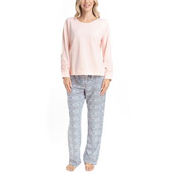 Women's MUK LUKS Long Sleeve Pajama Top & Pajama Open Leg Pants Set