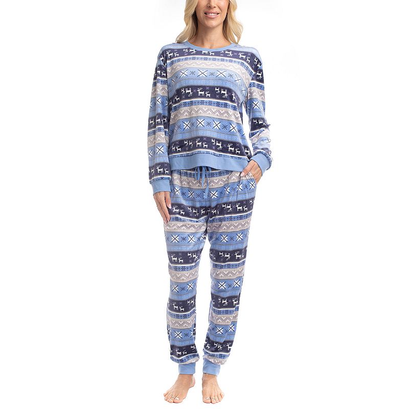 Women's MUK LUKS Mountain Vibes Silky Velour Pajama Top & Pajama Bottoms Set,