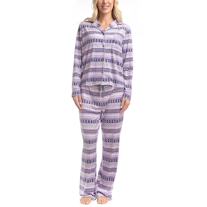 Women's MUK LUKS Lovely Gems Silky Velour Pajama Top & Pajama Bottoms Set,