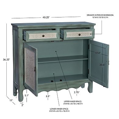 Linon Clancy Console Table with Decorative Doors and Drawers