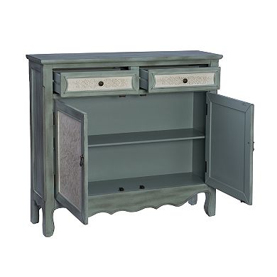 Linon Clancy Console Table with Decorative Doors and Drawers