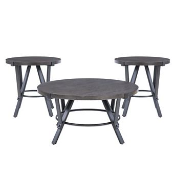 Linon Glenroy 3 pc Round Occasional Table Set