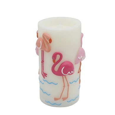 Celebrate Together Summer Flamingo LED Flameless Pillar Candle