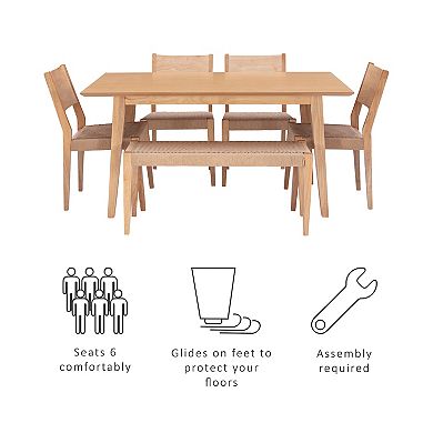 Linon Cadence 6-pc. Dining Set with Handwoven Rope Seats