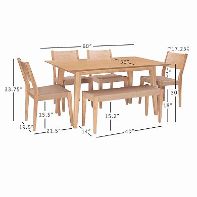 Linon Cadence 6-pc. Dining Set with Handwoven Rope Seats