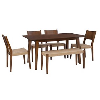 Linon Cadence 6 pc Dining Set with Handwoven Rope Seats