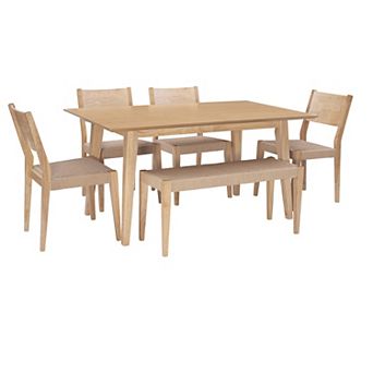 Linon Cadence 6 pc Dining Set with Handwoven Rope Seats