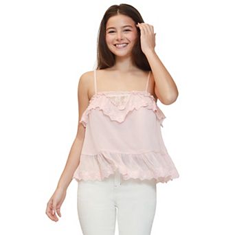 Juniors' madden girl Lace Inset Babydoll Cami
