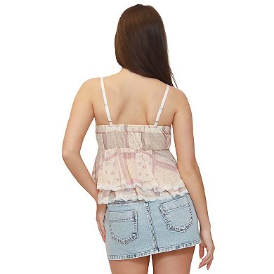 Juniors' madden girl Tiered Lace Trim Babydoll Cami