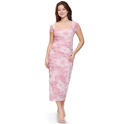 Juniors' madden girl Cap Sleeve Mesh Midaxi Dress