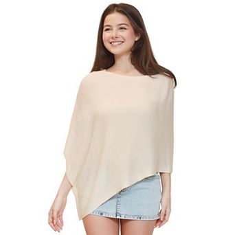 Juniors' madden girl Boat Neck Asymmetrical Poncho