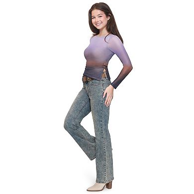 Juniors' madden girl Western Belted Bootcut Jeans