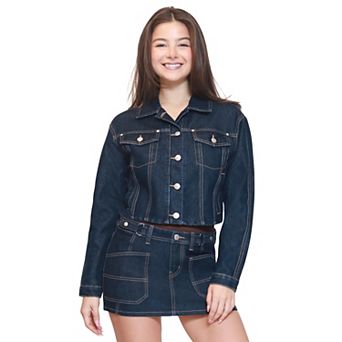 Juniors' madden girl Oversized Cropped Denim Jacket