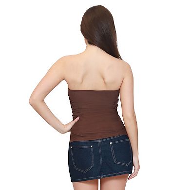 Juniors' madden girl Metal Hammered O-Ring Ruched Tube Top With Side Slits