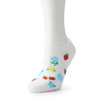 Women's Strawberry Floral No-Show Socks